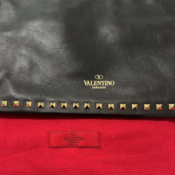 Valentino Rock Stud Black Leather Clutch   NWT - Picture 9 of 11
